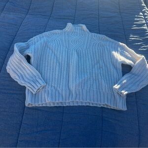Aerie Chunky Knit Off White Mock Turtleneck Sweater Lodge Life Size XS